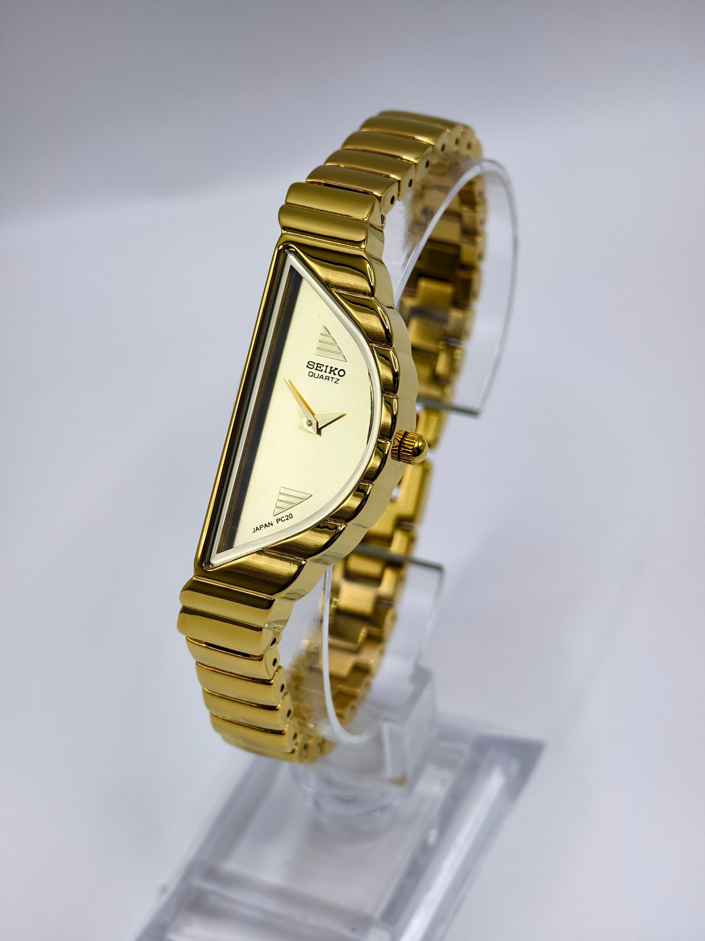 Rare Vintage Seiko Half Moon Asymmetrical Ladies Watch | Gold Dial Gold Case