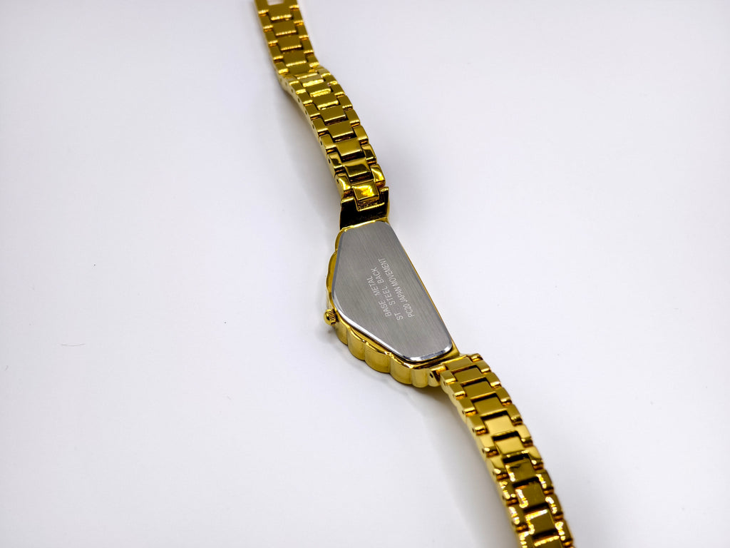 Vintage Seiko Halfmoon Asymmetrical Quartz Watch – Gold Tone & Black Dial