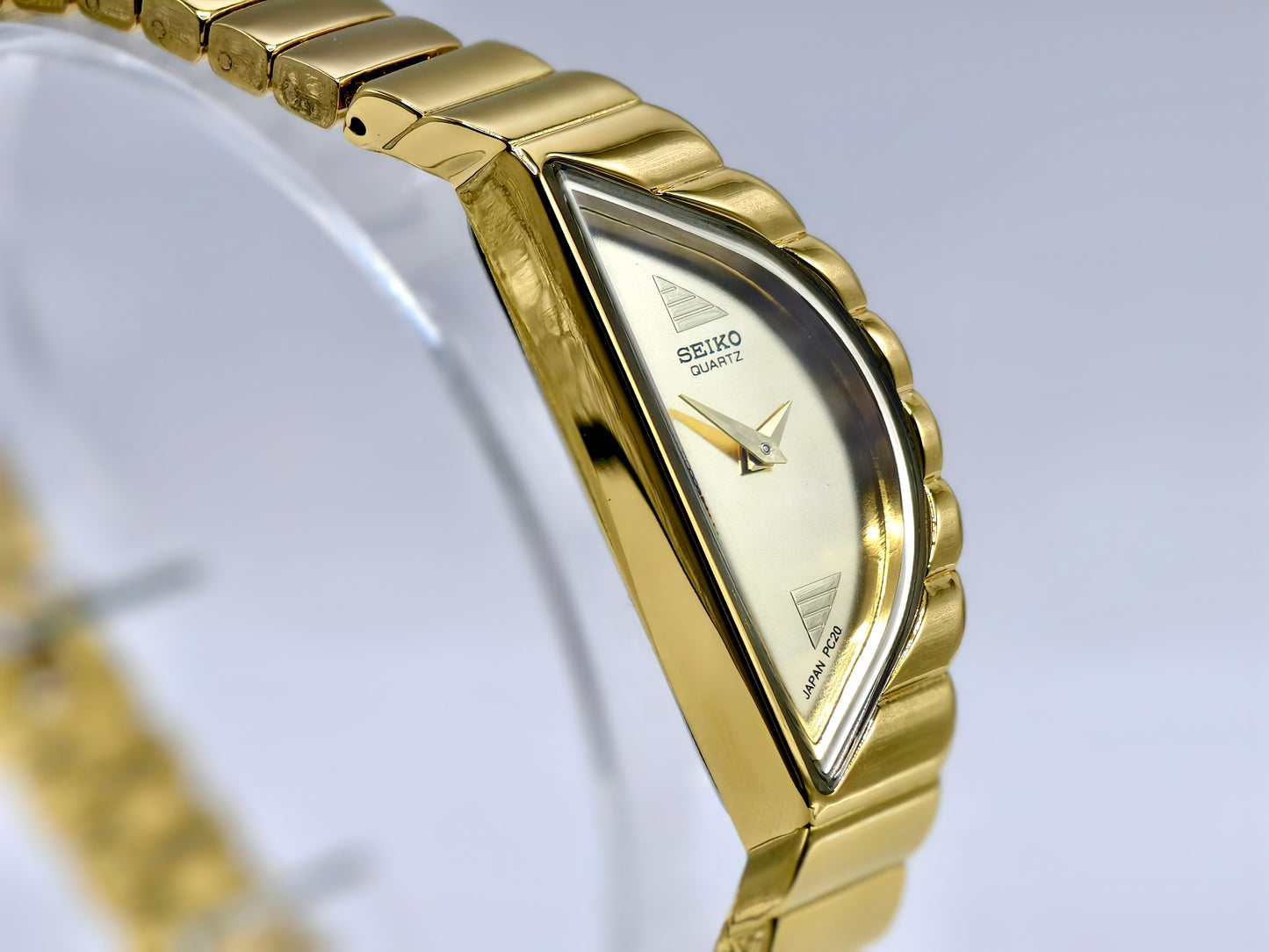 Rare Vintage Seiko Half Moon Asymmetrical Ladies Watch | Gold Dial Gold Case