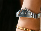 Vintage 1990s Seiko Half Moon Asymmetrical Watch | Silver-Tone & Black Dial