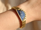Vintage Seiko Halfmoon Asymmetrical Quartz Watch – Gold Tone & Black Dial